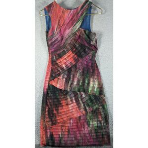 BCBGMaxAzria Dress Womens Size S Multi Color Roxanne Asymmetrical Bodycon Dress